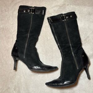 Christian Dior Vintage Pointed Leather and Suede Heel Boots